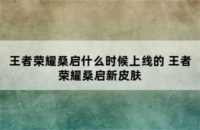 王者荣耀桑启什么时候上线的 王者荣耀桑启新皮肤